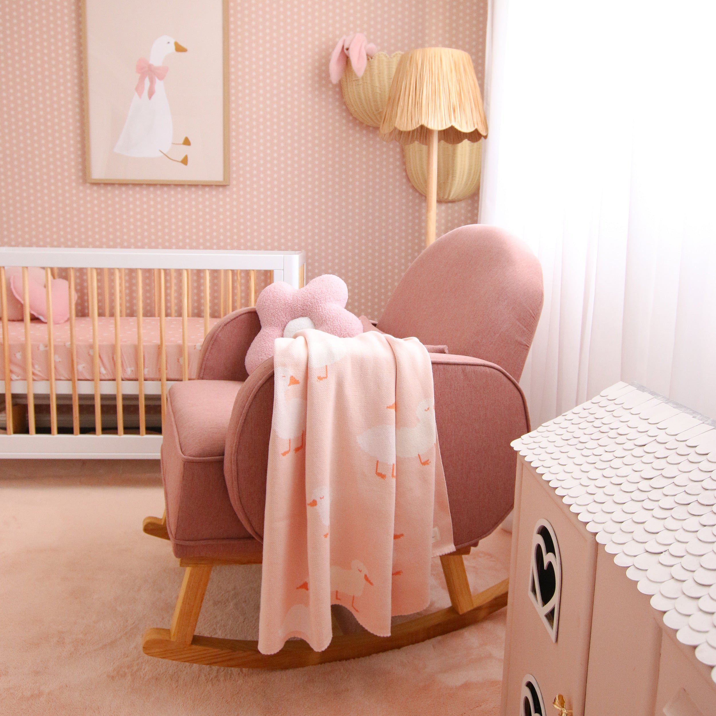 Pink Ducks Organic Fitted Cot Sheet