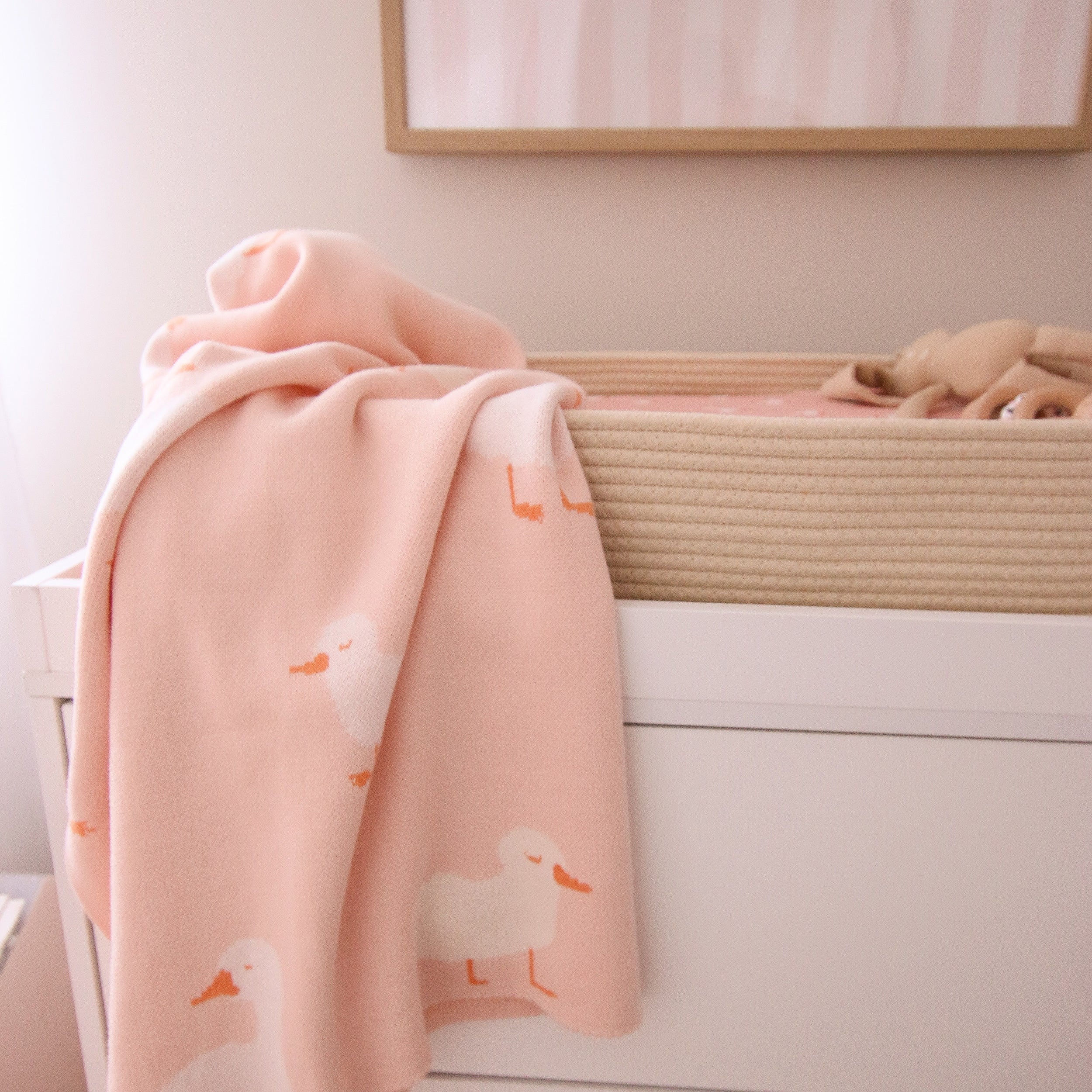 Pink Ducks Organic Fitted Bassinet Sheet/Change Pad Cover