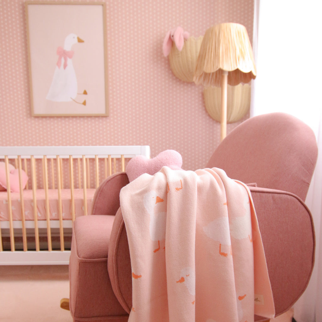Pink Ducks Organic Fitted Cot Sheet
