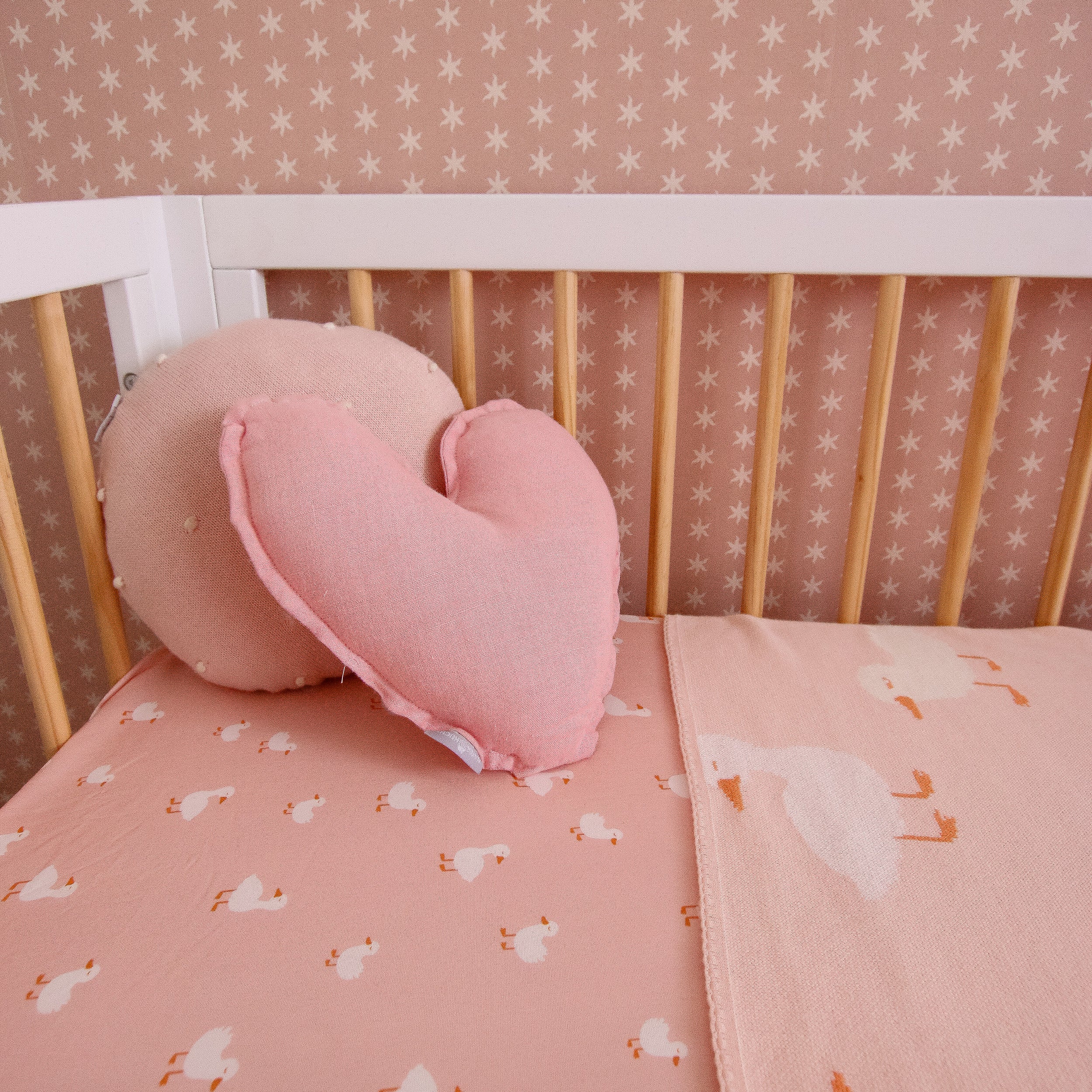 Pink Ducks Organic Fitted Cot Sheet
