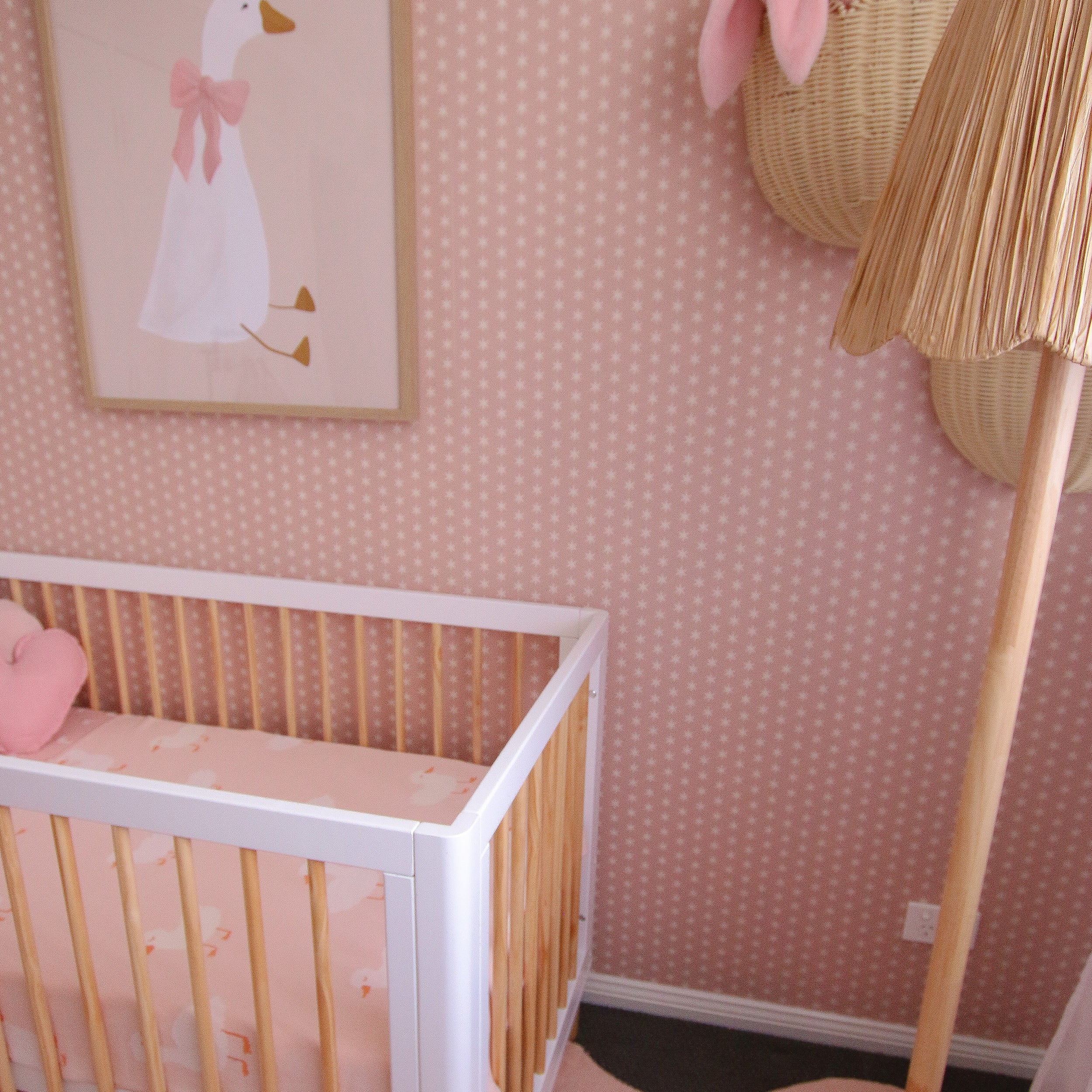 Pink Ducks Organic Fitted Cot Sheet