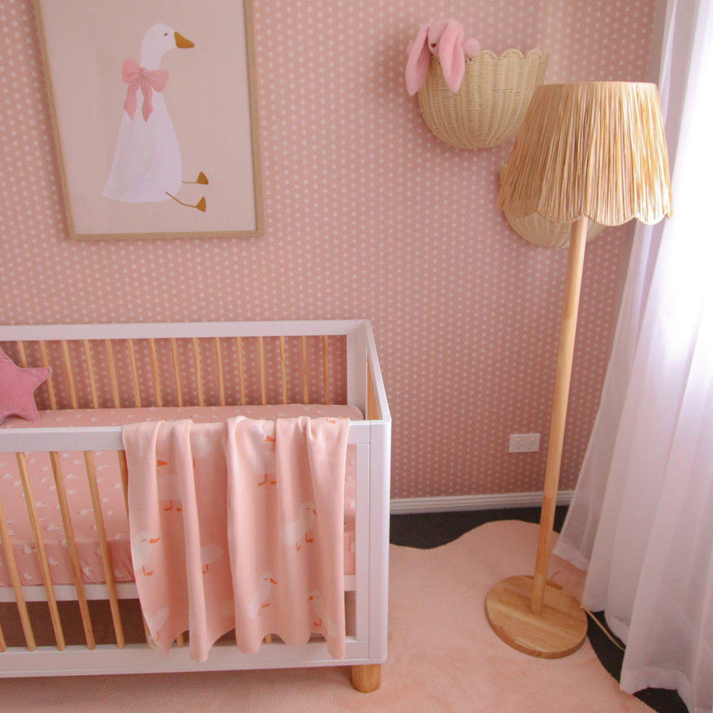 Pink Ducks Organic Fitted Cot Sheet