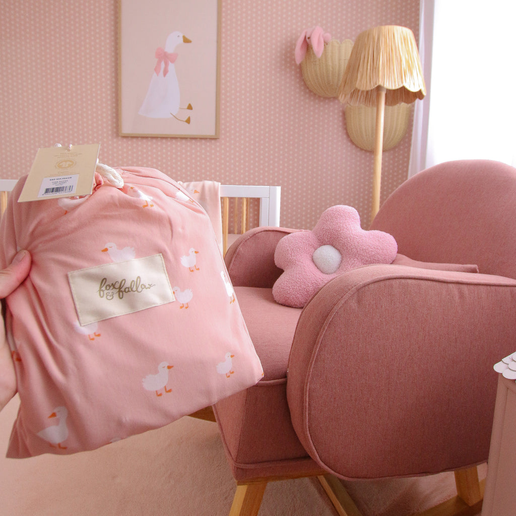 Pink Ducks Organic Fitted Bassinet Sheet/Change Pad Cover