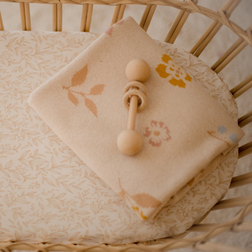 Golden Vines Organic Fitted Bassinet Sheet/Change Pad Cover - SECONDS