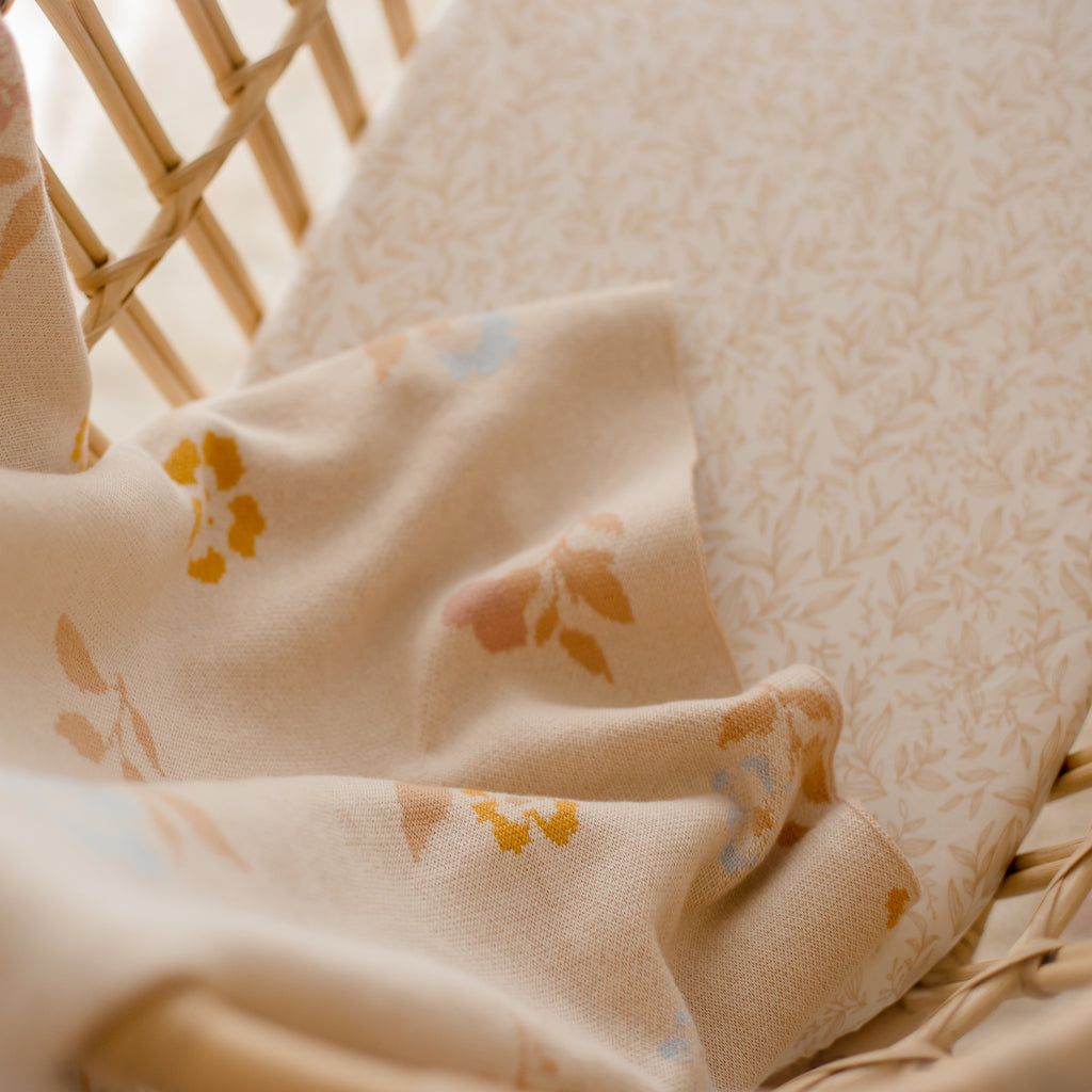 Golden Vines Organic Fitted Bassinet Sheet/Change Pad Cover