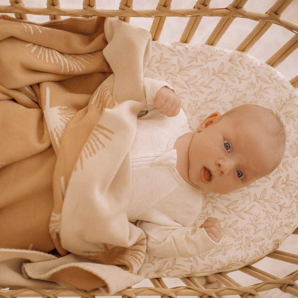Golden Vines Organic Fitted Bassinet Sheet/Change Pad Cover - SECONDS