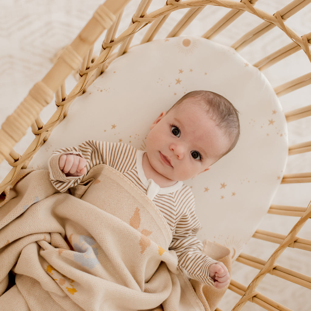 Constellation Organic Fitted Bassinet Sheet/Change Pad Cover