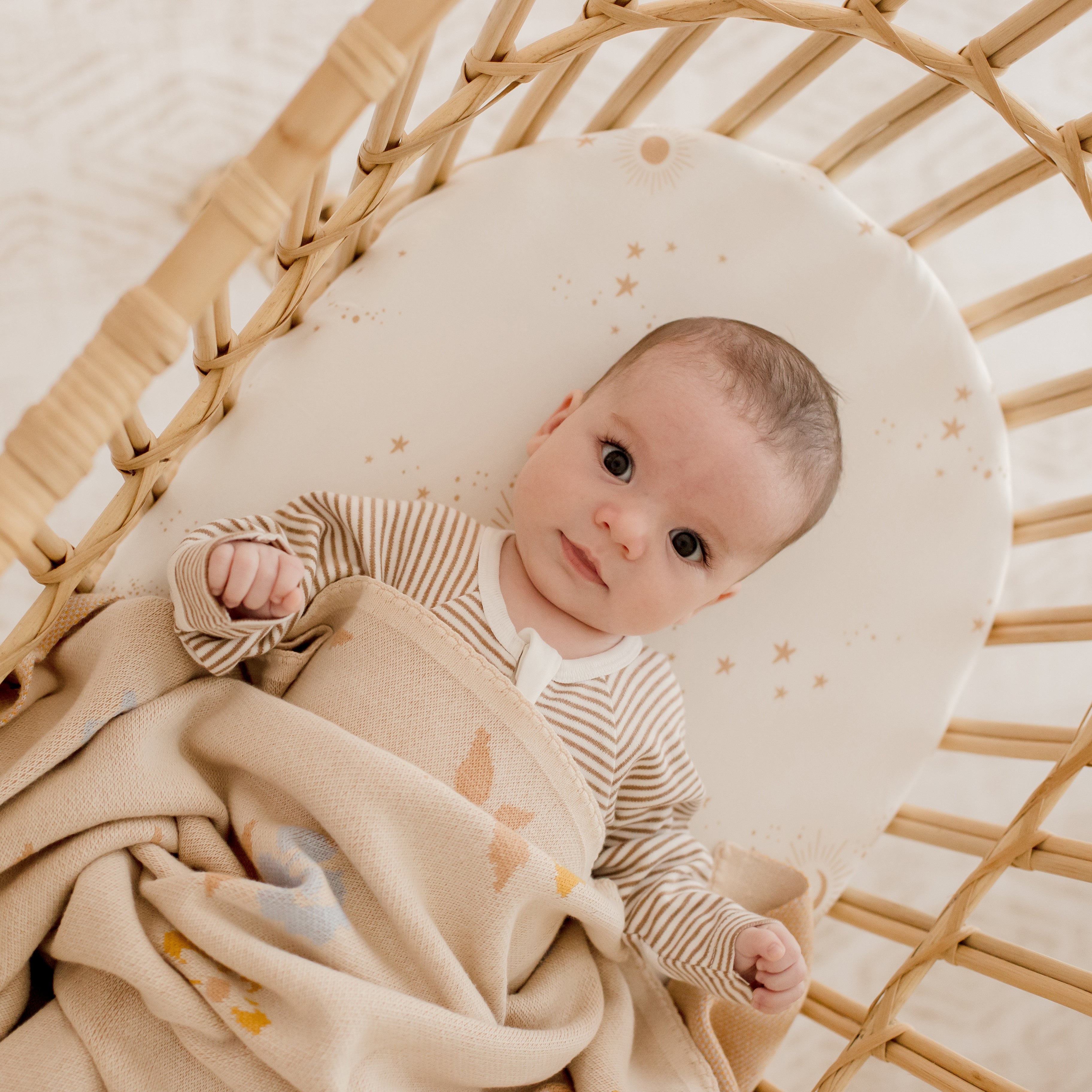 Constellation Organic Fitted Bassinet Sheet/Change Pad Cover