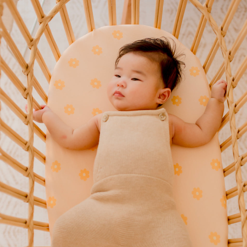 Daisy Chain Organic Fitted Bassinet Sheet/Change Pad Cover