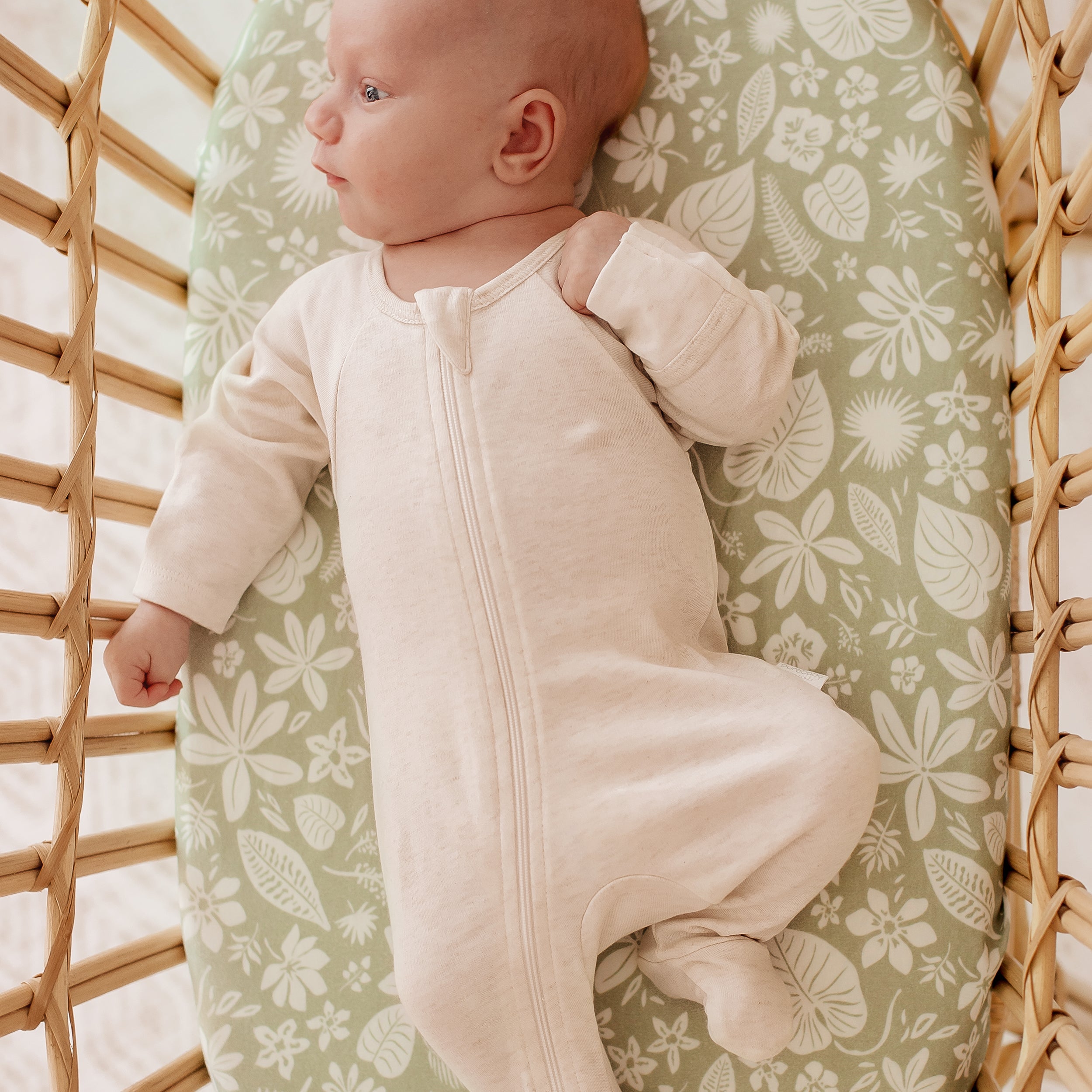 Zanzibar Organic Fitted Bassinet Sheet/Change Pad Cover - SECONDS