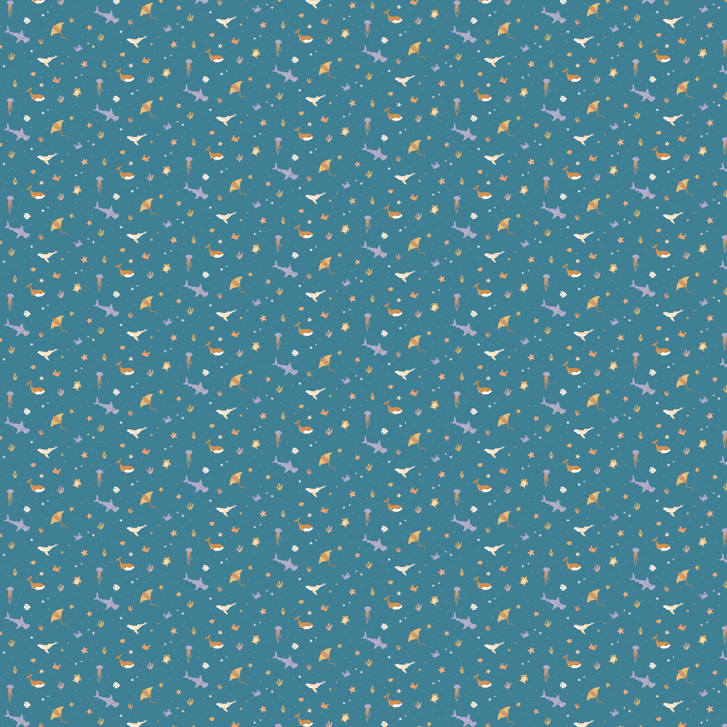 Ocean Creatures Marine Organic Fitted Bassinet Sheet/Change Pad Cover