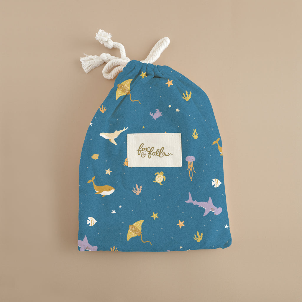 Ocean Creatures Marine Organic Fitted Bassinet Sheet/Change Pad Cover