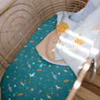 Ocean Creatures Marine Organic Fitted Bassinet Sheet/Change Pad Cover