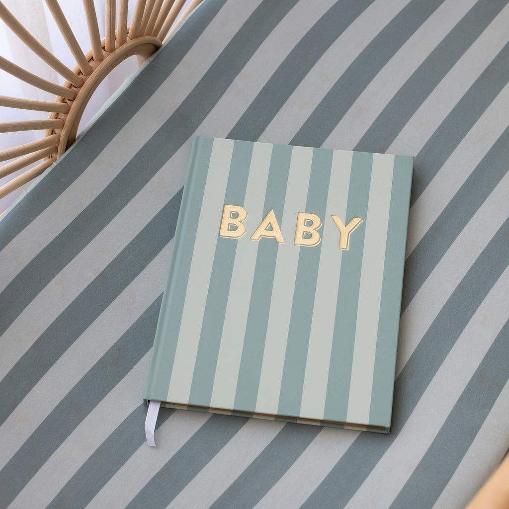 Baby Book Sage Stripe Boxed - 3rd Edition - PRE-ORDER (JUNE)
