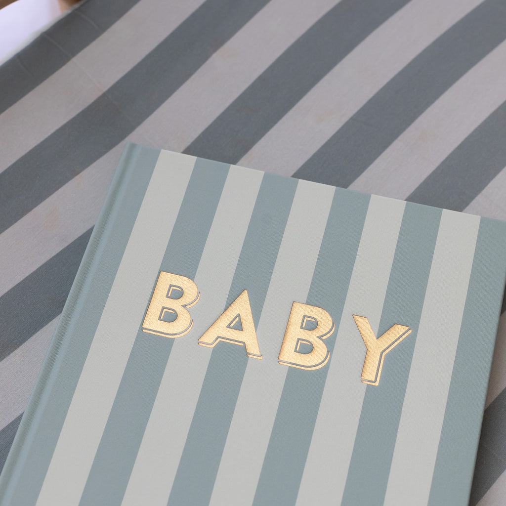 Sage Stripe Organic Fitted Cot Sheet