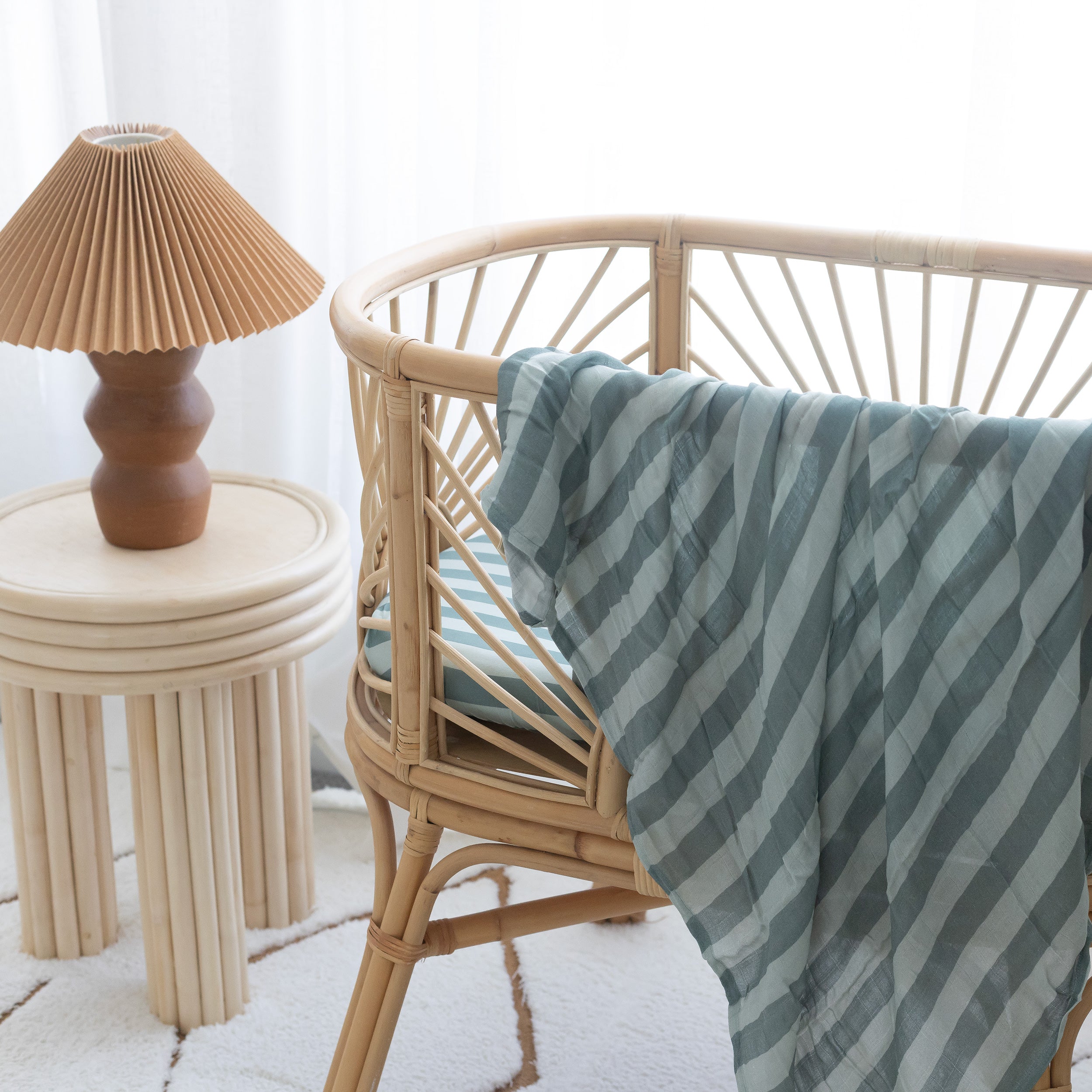 Sage Stripe Organic Muslin Wrap Swaddle