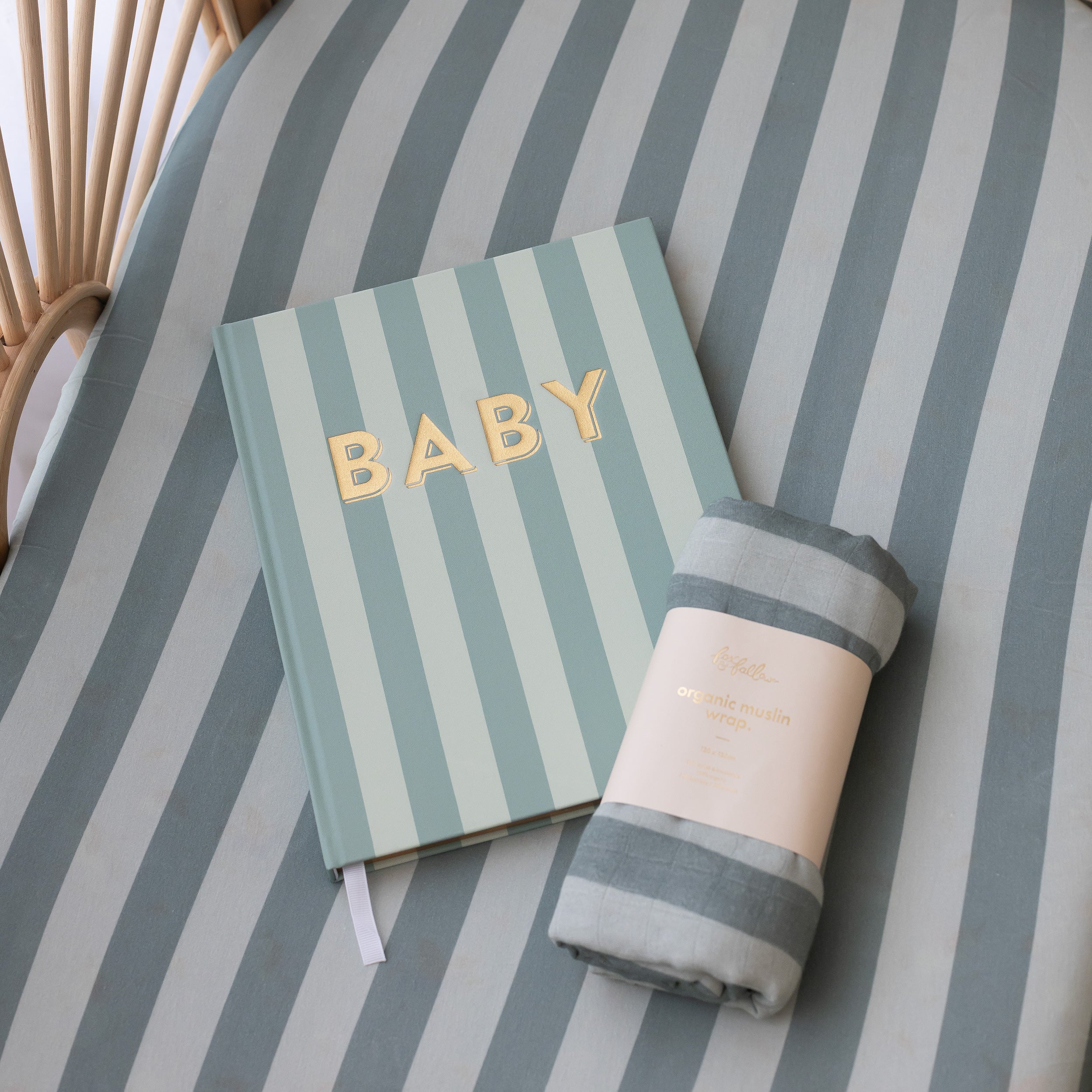 Baby Book Sage Stripe - 3rd Edition - SECONDS