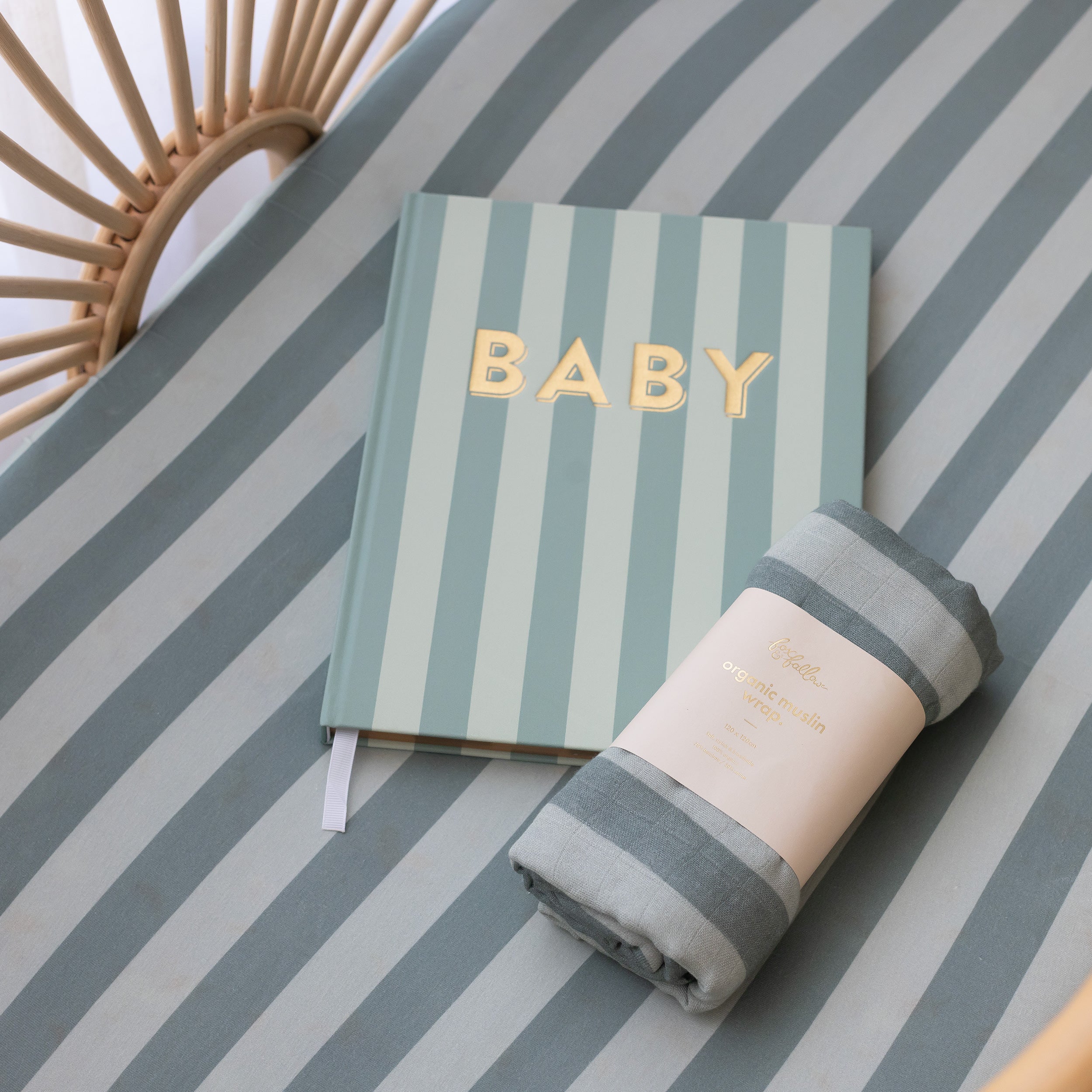 Baby Book Sage Stripe - 3rd Edition - SECONDS