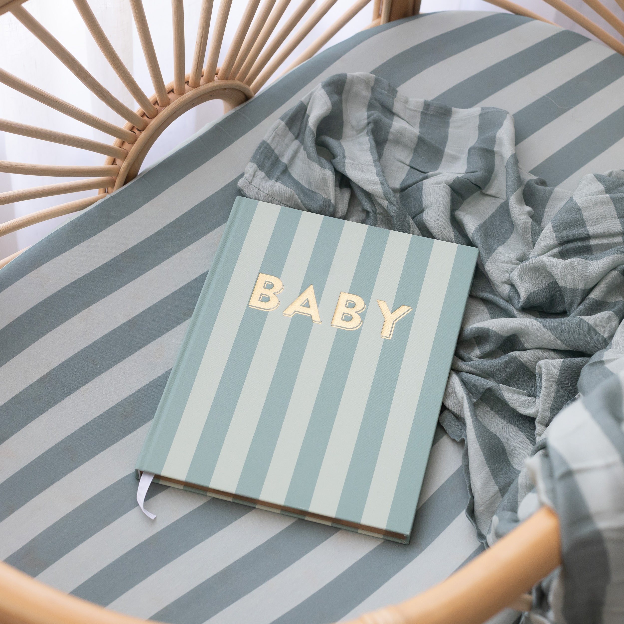 Baby Book Sage Stripe Boxed - 3rd Edition - PRE-ORDER (JUNE)