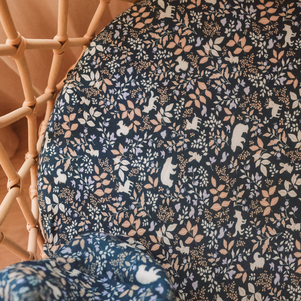 Forest Friends Midnight Organic Fitted Bassinet Sheet/Change Pad Cover