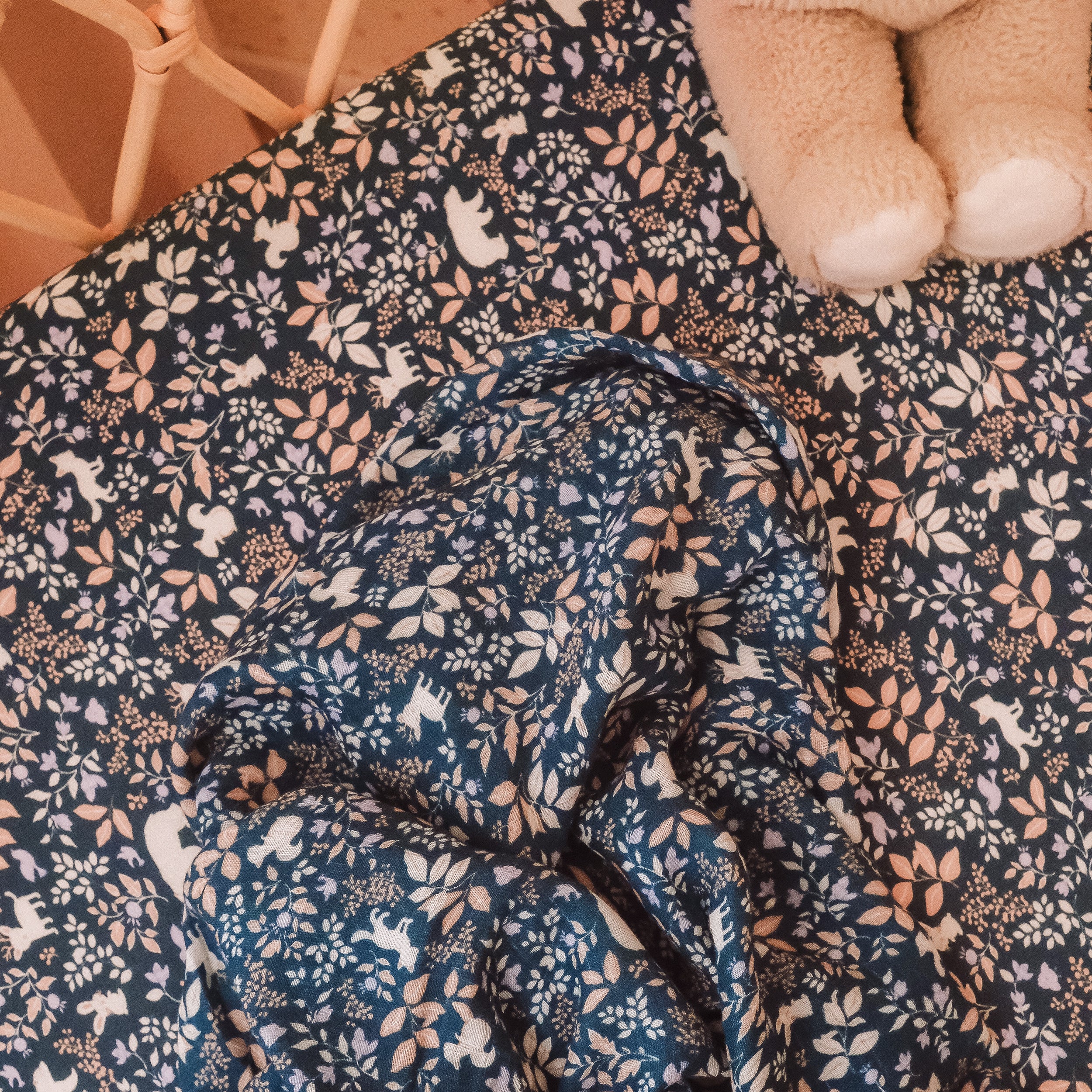 Forest Friends Midnight Organic Muslin Wrap Swaddle