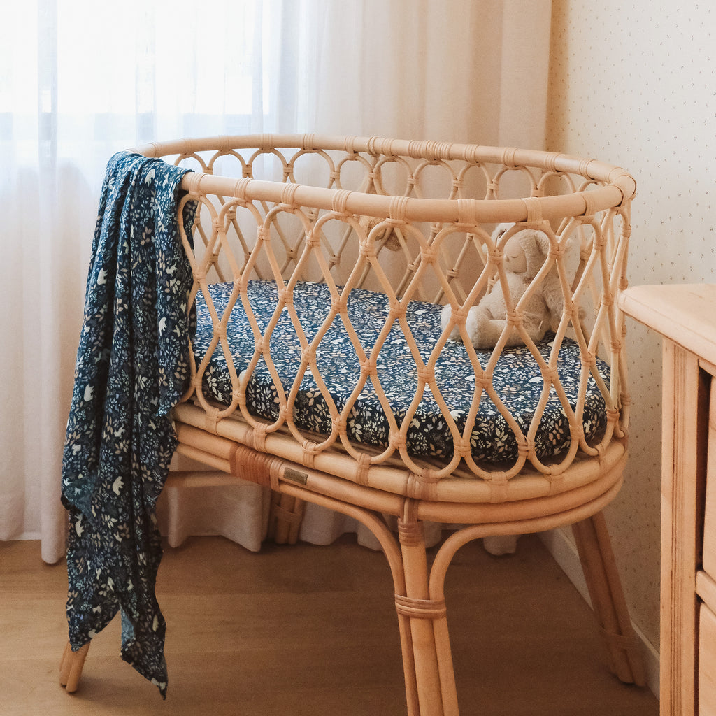 Forest Friends Midnight Organic Fitted Bassinet Sheet/Change Pad Cover