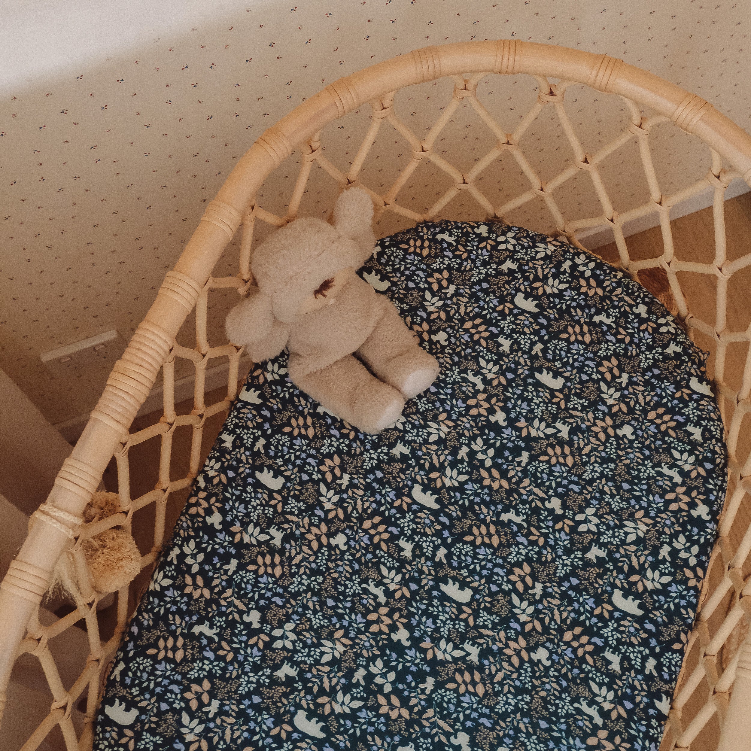 Forest Friends Midnight Organic Fitted Bassinet Sheet/Change Pad Cover