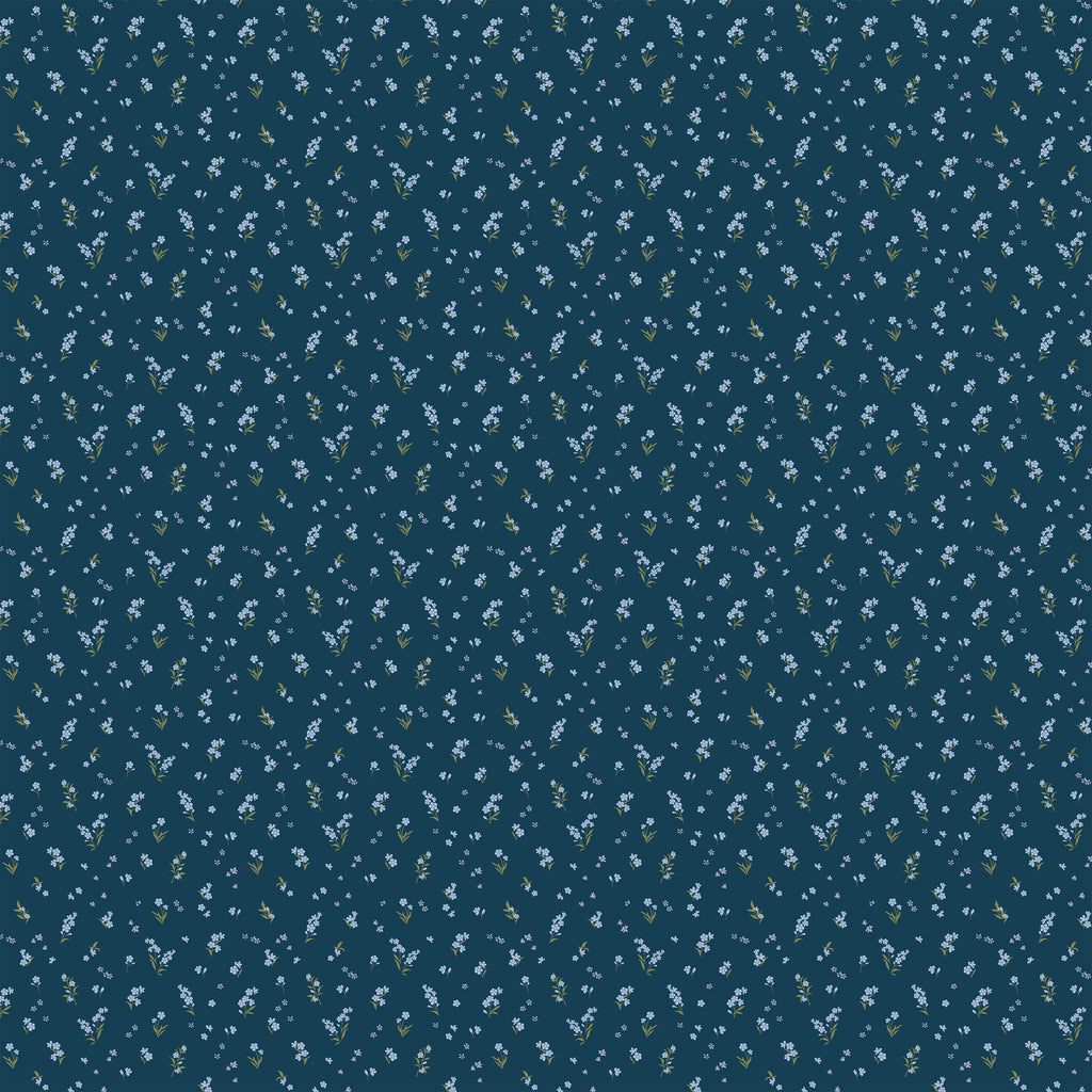 Forget-Me-Not Navy Organic Fitted Cot Sheet