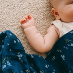 Forget-Me-Not Navy Organic Muslin Wrap Swaddle - LOW STOCK