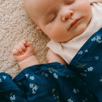 Forget-Me-Not Navy Organic Fitted Bassinet Sheet/Change Pad Cover