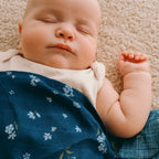 Forget-Me-Not Navy Organic Fitted Bassinet Sheet/Change Pad Cover