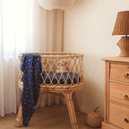 Forget-Me-Not Navy Organic Muslin Wrap Swaddle - LOW STOCK