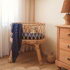 Forget-Me-Not Navy Organic Fitted Bassinet Sheet/Change Pad Cover