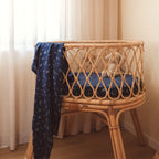 Forget-Me-Not Navy Organic Fitted Bassinet Sheet/Change Pad Cover