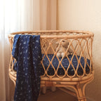 Forget-Me-Not Navy Organic Muslin Wrap Swaddle - LOW STOCK