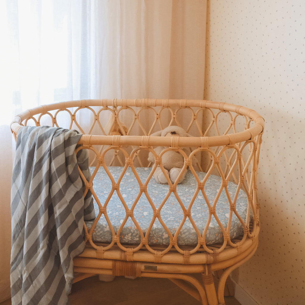 Forest Friends Cornflower Organic Fitted Bassinet Sheet/Change Pad Cover