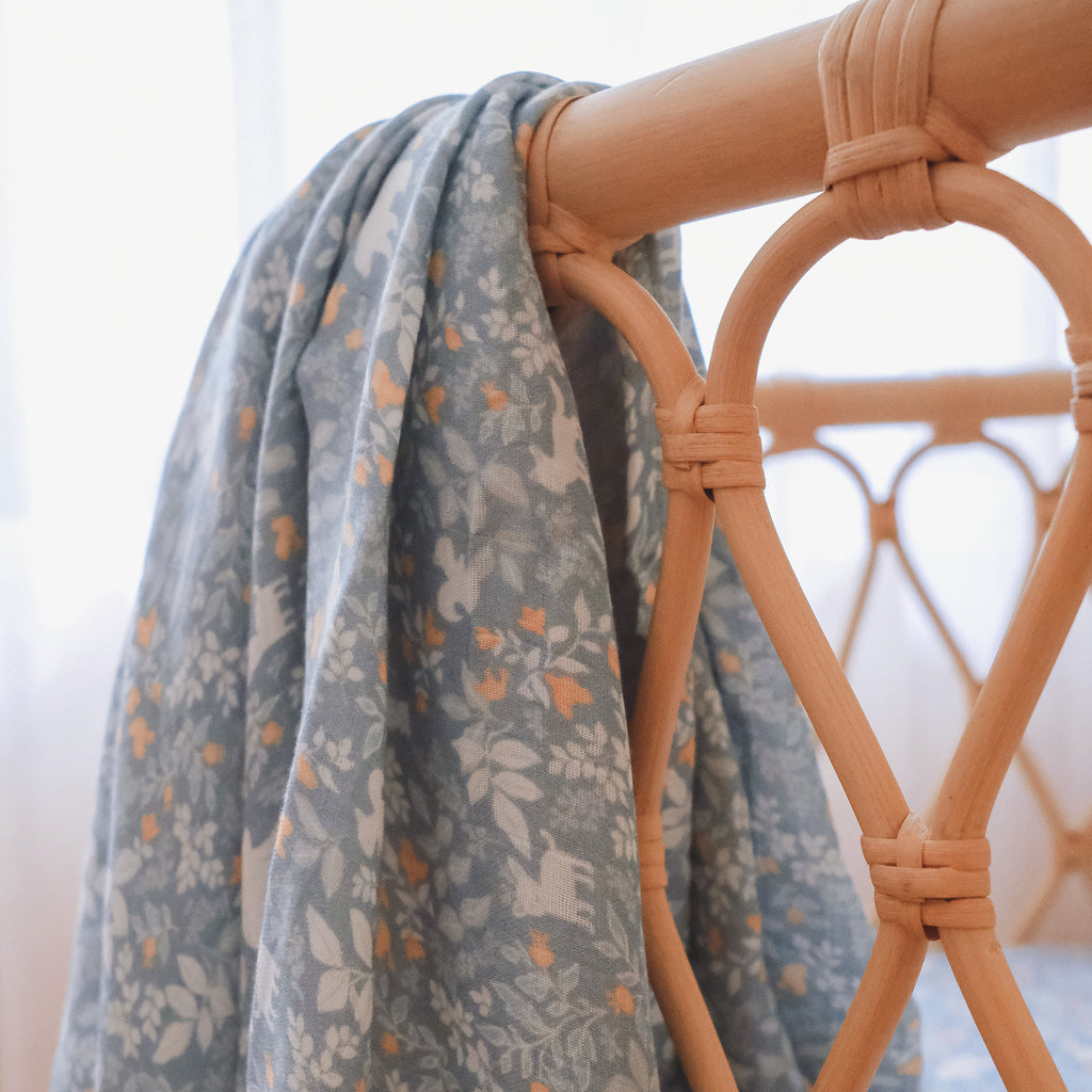 Forest Friends Cornflower Organic Fitted Bassinet Sheet/Change Pad Cover