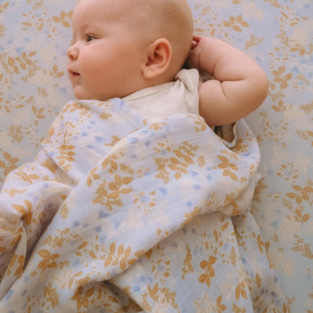 Delphinium Organic Muslin Wrap Swaddle - LAST CHANCE