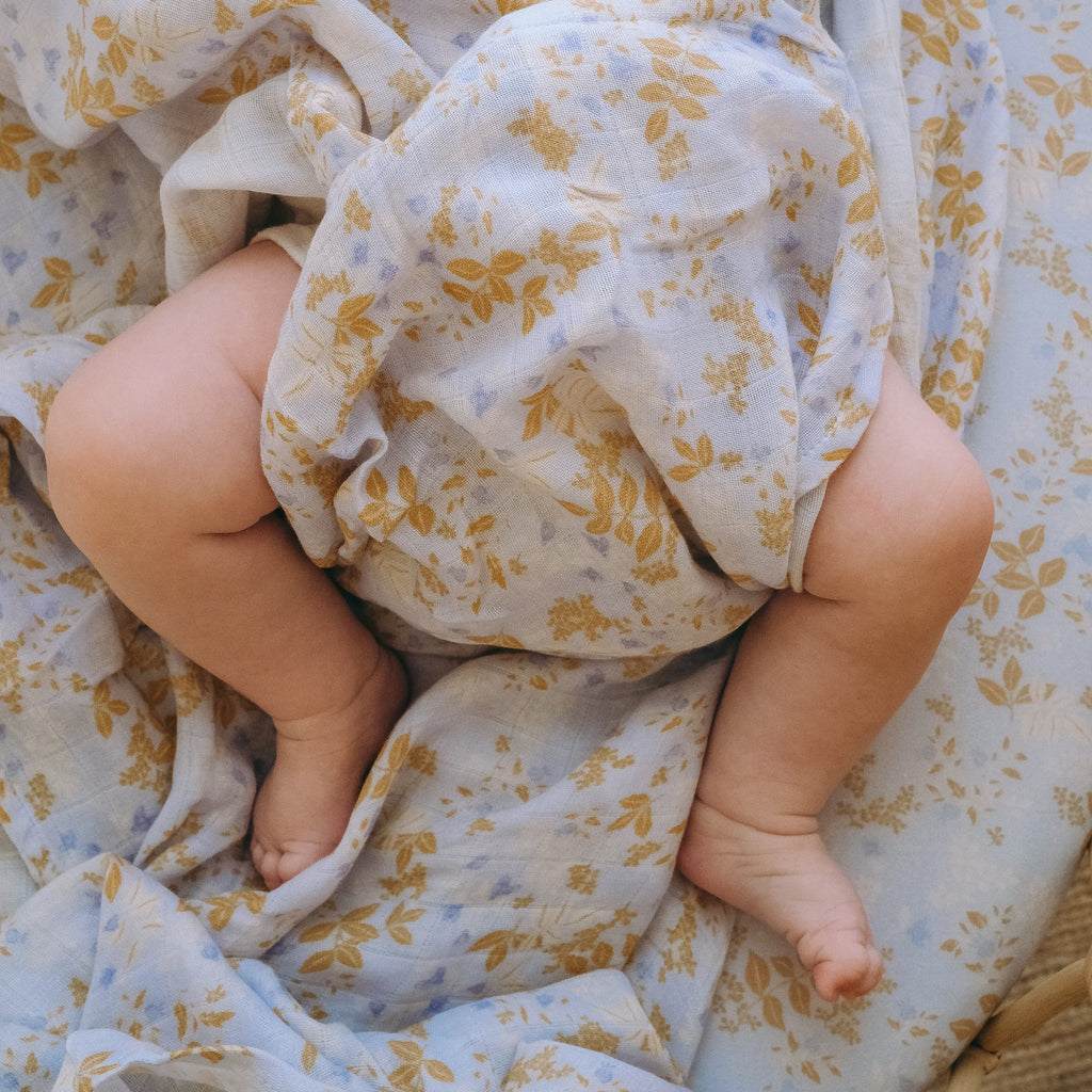 Delphinium Organic Fitted Bassinet Sheet/Change Pad Cover