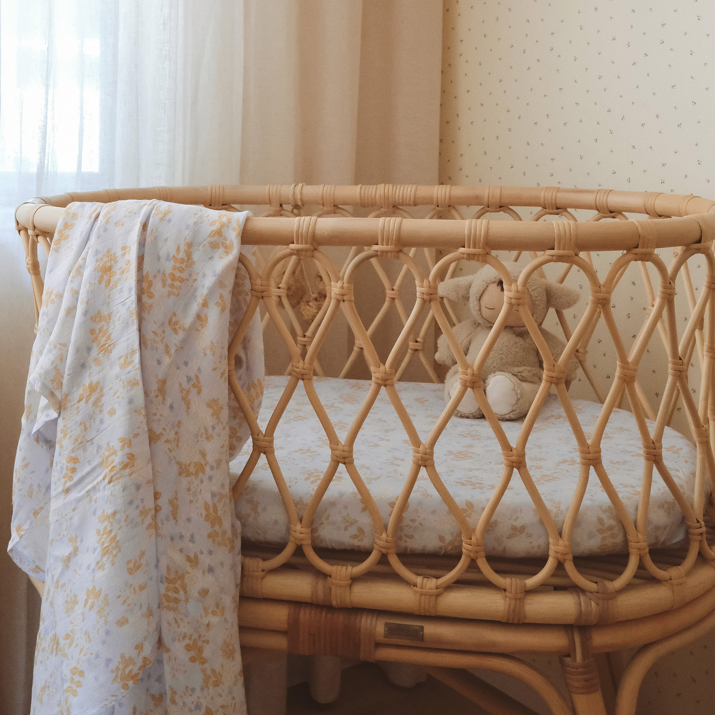 Delphinium Organic Fitted Bassinet Sheet/Change Pad Cover