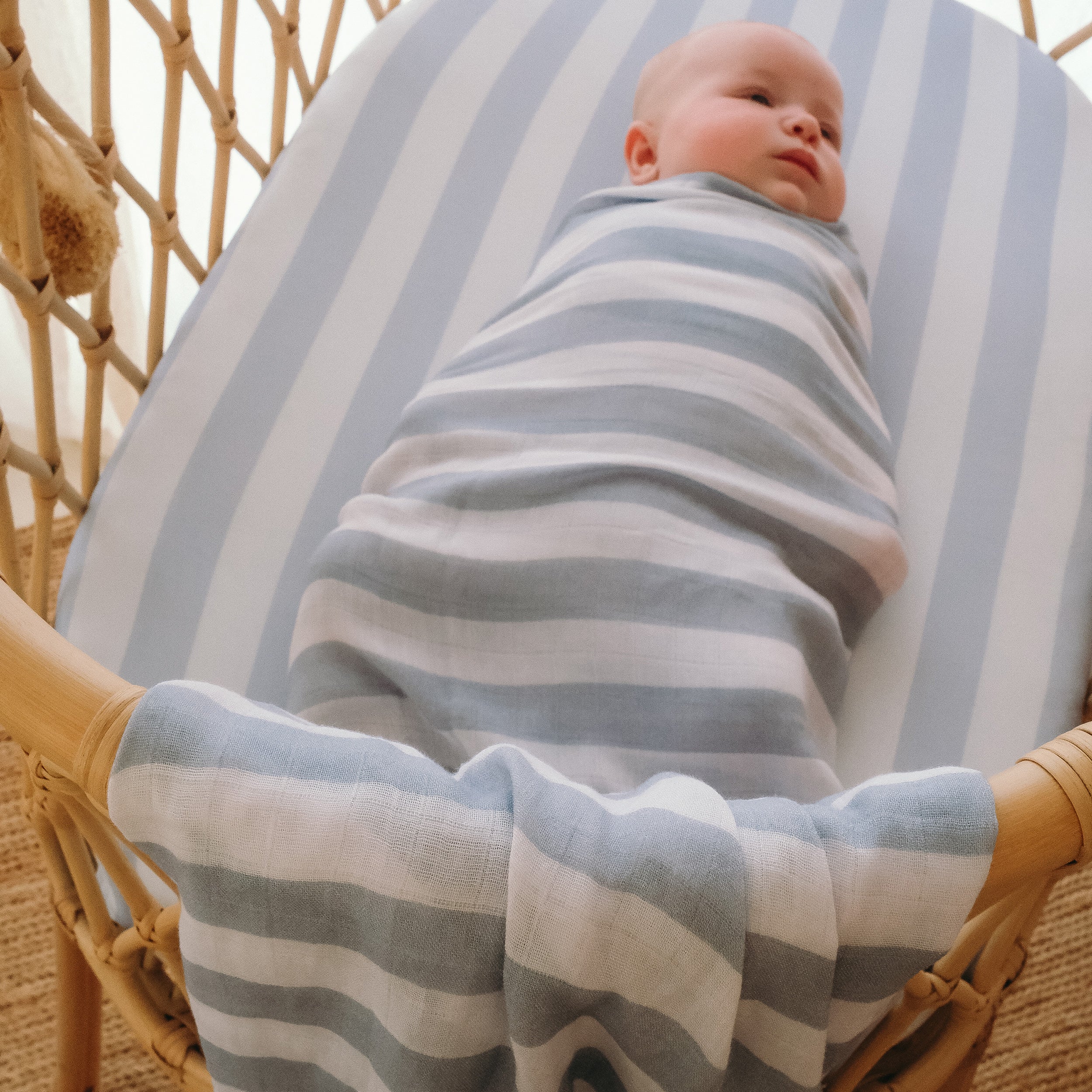 Cloud Stripe Organic Muslin Wrap Swaddle - PRE-ORDER (ARRIVING APRIL)