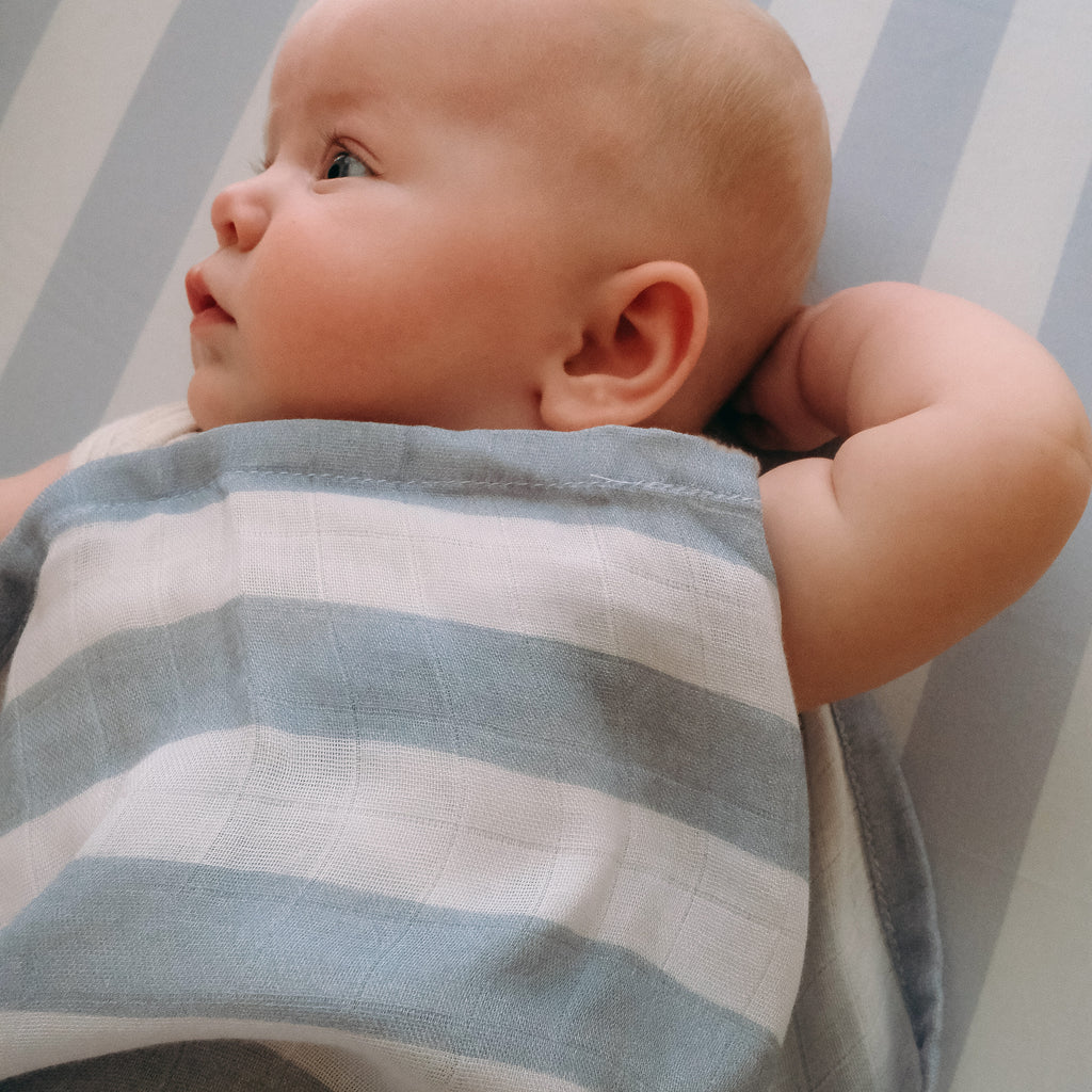 Cloud Stripe Organic Muslin Wrap Swaddle - PRE-ORDER (ARRIVING APRIL)