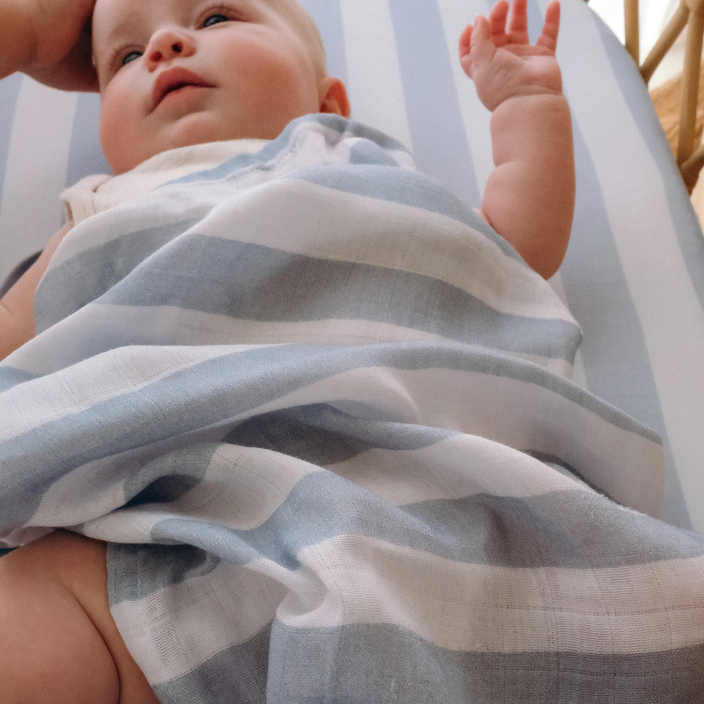 Cloud Stripe Organic Muslin Wrap Swaddle - PRE-ORDER (ARRIVING APRIL)