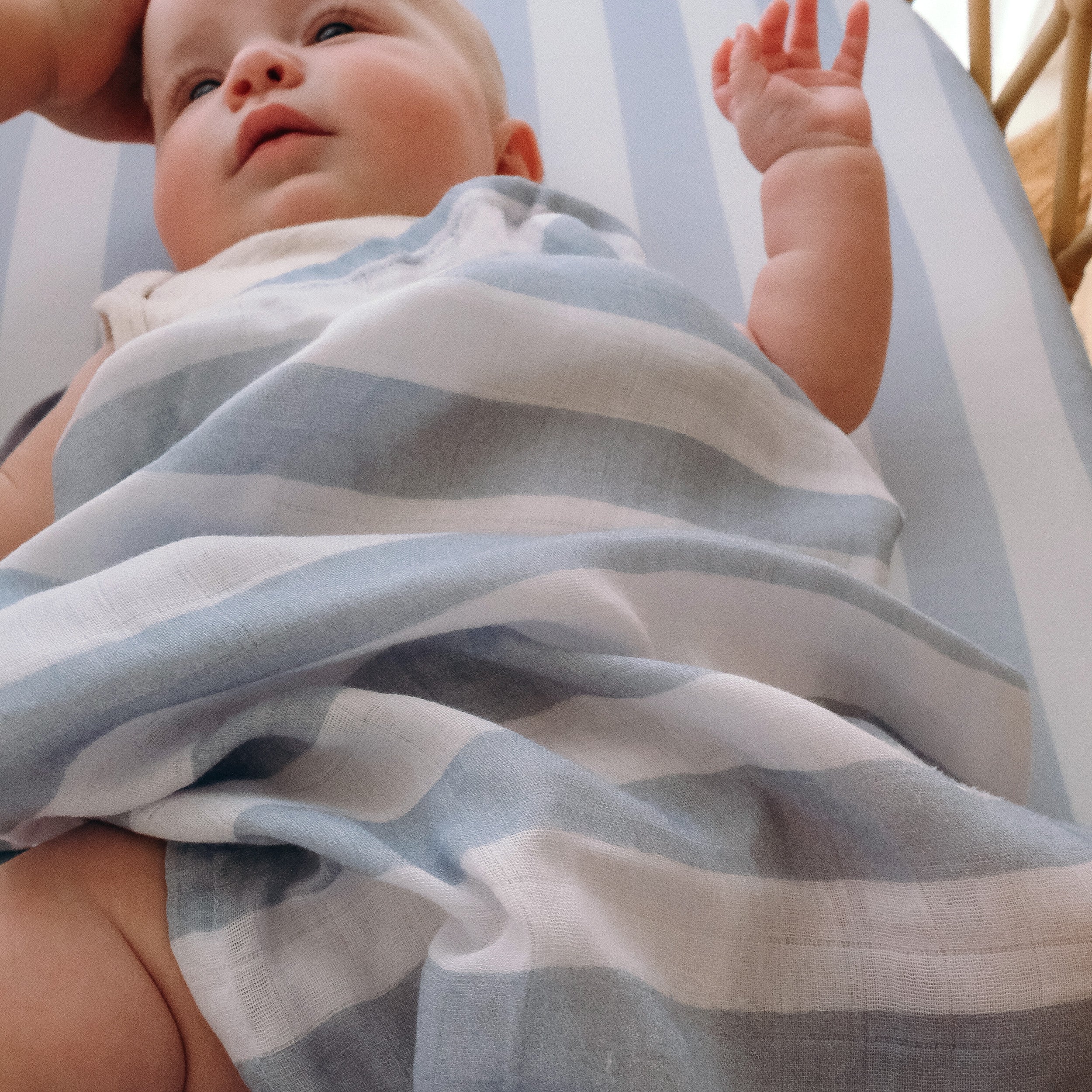 Cloud Stripe Organic Muslin Wrap Swaddle - PRE-ORDER (ARRIVING APRIL)