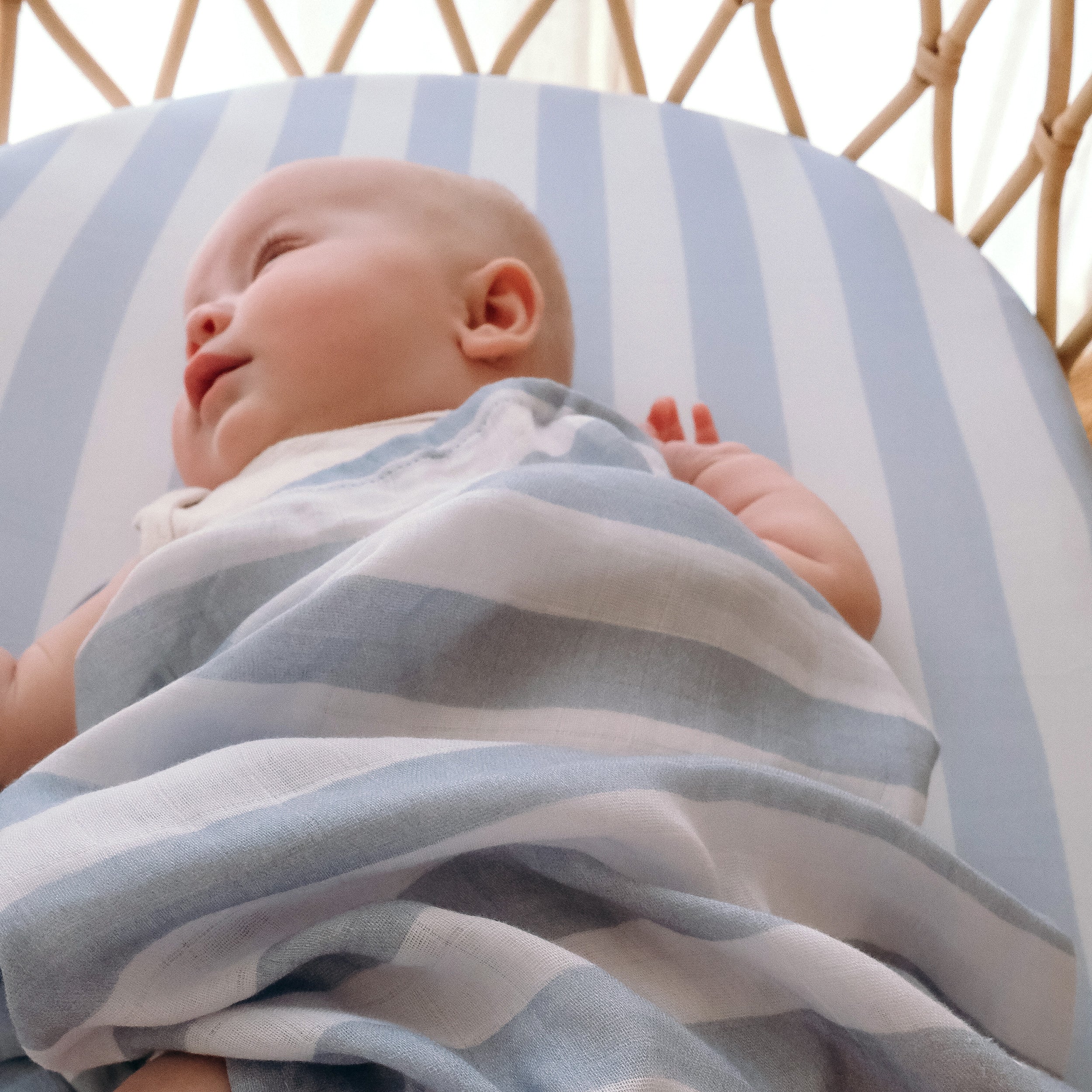 Cloud Stripe Organic Muslin Wrap Swaddle - PRE-ORDER (ARRIVING APRIL)