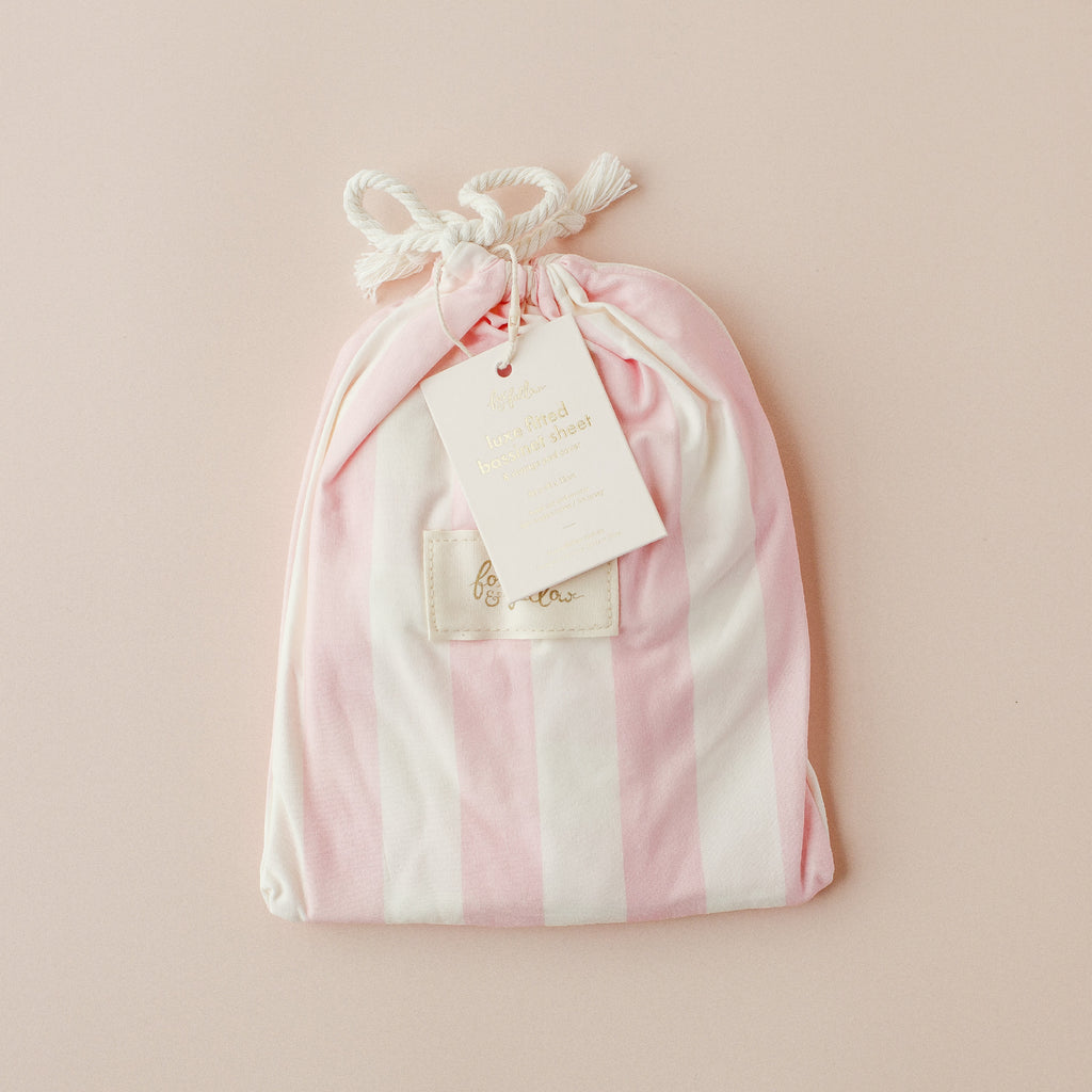 Petal Stripe Organic Fitted Bassinet Sheet/Change Pad Cover