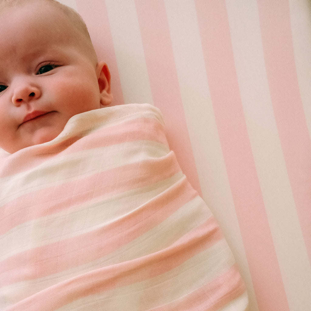 Petal Stripe Organic Muslin Wrap Swaddle