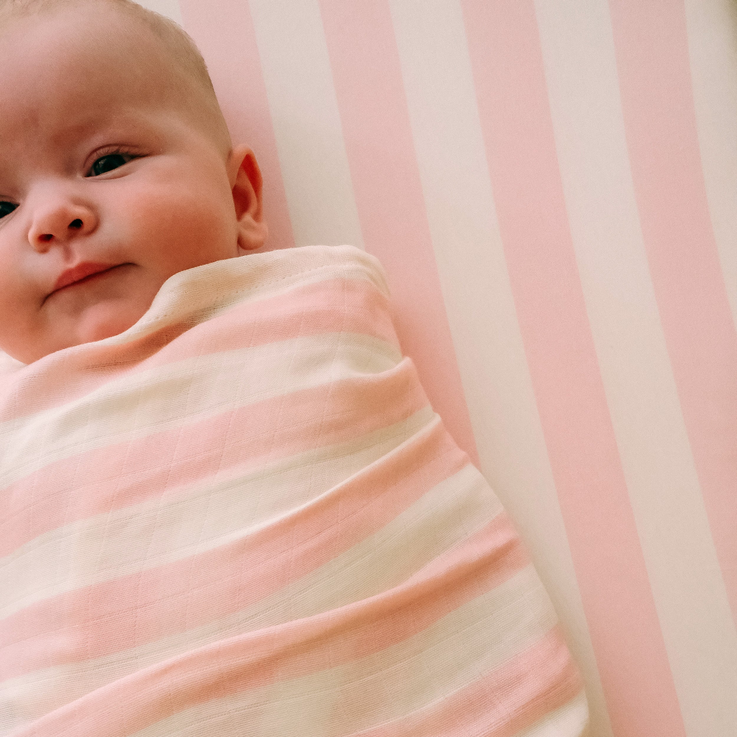 Petal Stripe Organic Muslin Wrap Swaddle