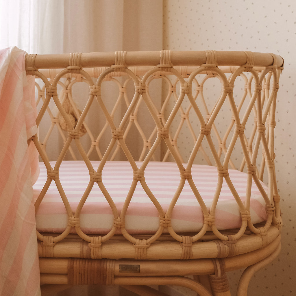 Petal Stripe Organic Fitted Bassinet Sheet/Change Pad Cover