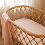 Petal Stripe Organic Fitted Bassinet Sheet/Change Pad Cover